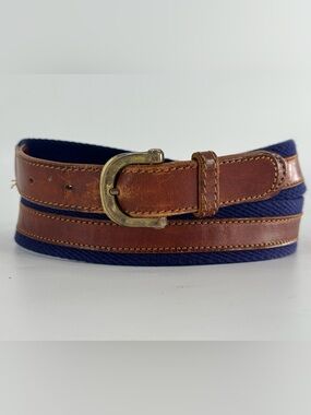 Christian Dior Vintage Leather & Canvas Belt 36